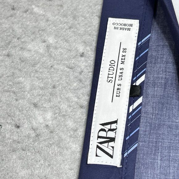 Zara Midi Limited Edition Dress Womens Size Small Navy Blue Striped Godet - Picture 9 of 10